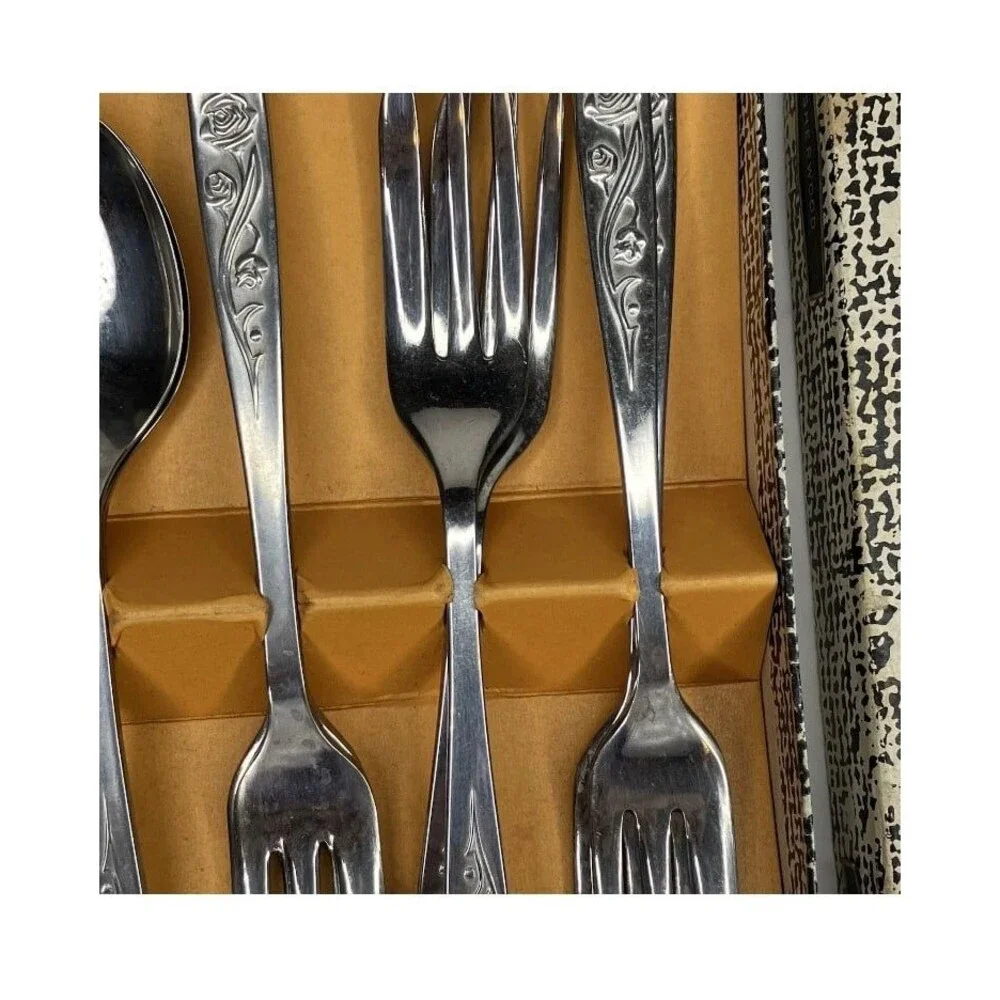 12 Pc Set Firth Stainless England 6 Cake Spoons & 6 Cake Forks by John Mason